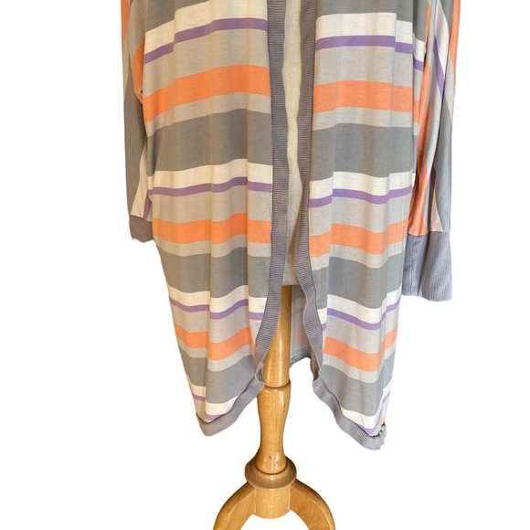 Torrid Super Soft Knit Pastel Multi-Striped Longline Open Cardigan Rayon Sz 3X - Picture 4 of 14